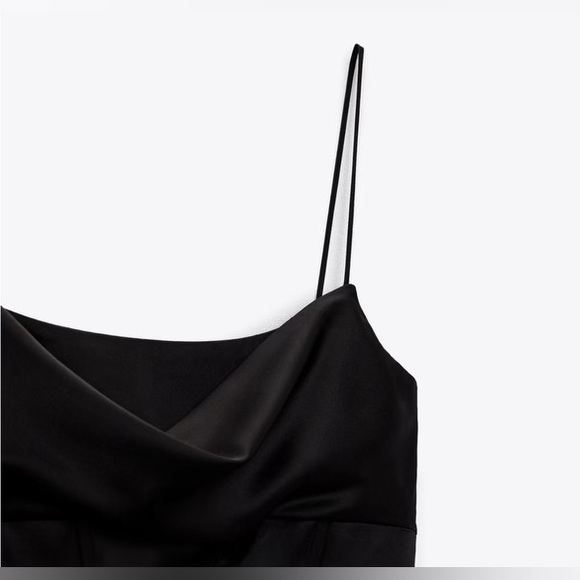 Zara Women’s High Slit Black Satin Corset Midi Dress - Picture 7 of 12